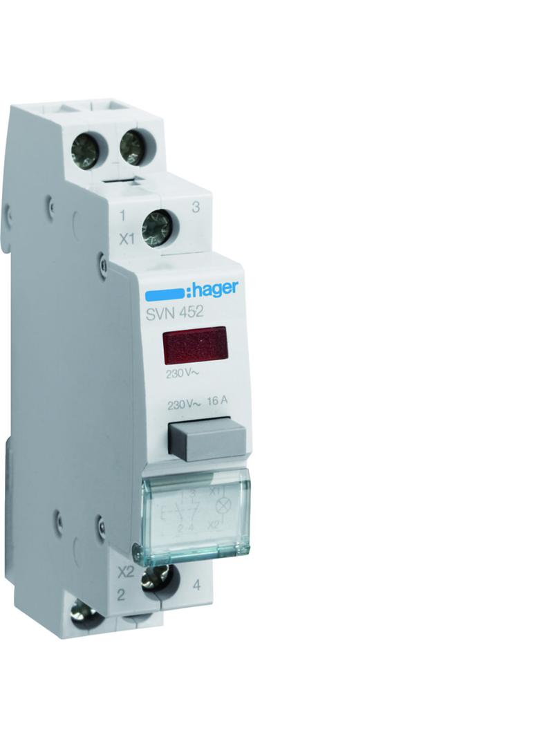 Przycisk sterowniczy 1NO+NC LED czerwona Ith=16A 230VAC SVN452 HAGER