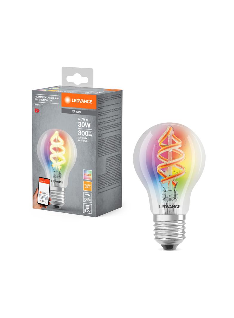Lampa LED SMART WFA30D4,5W/827230VFilament szkło przezroczysteRGBWE27FS1LEDV
