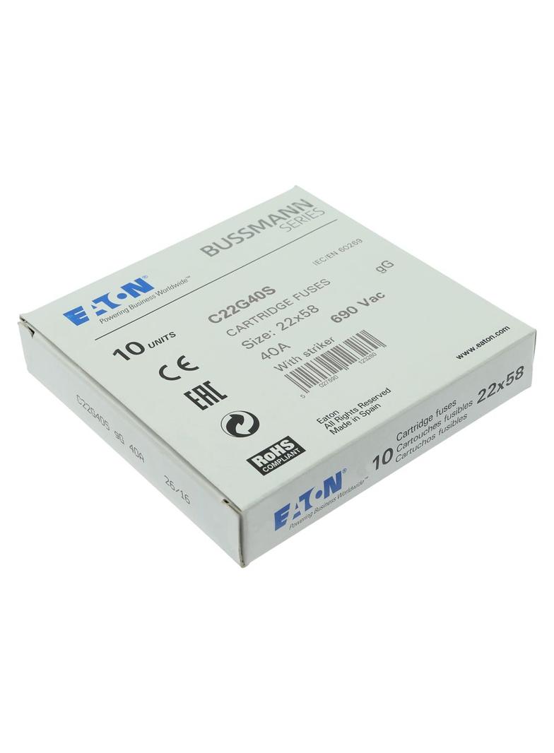 C22G40S Wkładka cylindryczna z wybijakiem 22x58 40A GG 690V AC C22G40S EATON