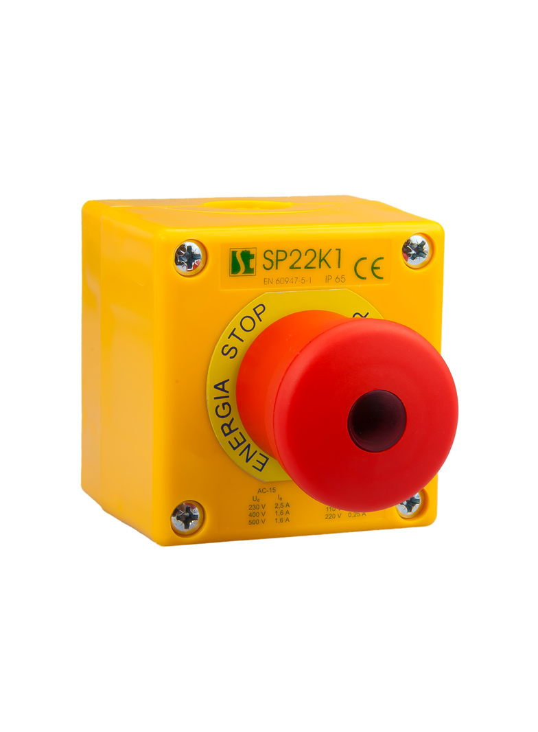 Kaseta sterownicza z przyciskiem bezpieczeństwa podświetlanym SP22K1-BLN-1