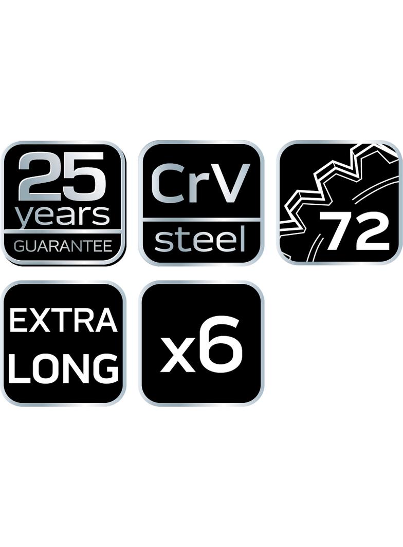 Klucze oczkowe z grzechotką, długie, zestaw 6 szt., 8 - 19 mm, miękkie etui