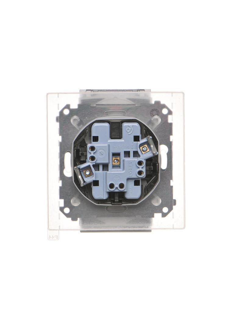 Simon 55 Gniazdo wtyczkowe podwójne do wersji IP44 z uszczelką szybkozłączka Klapka W kolorze pokrywy Aluminium mat TGZ2BMCZ.01/143 KONTAKT