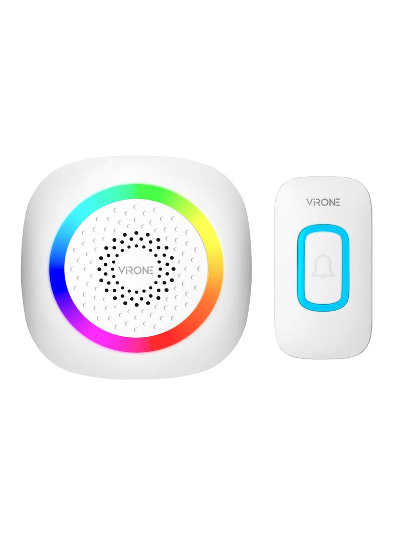 PELA AC, dzwonek bezprzewodowy sieciowy, learning system, 60 dźwięków, LED RGB, 300m, biały