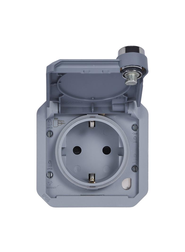 NOWE PLEXO - GN. SCHUKO 2P+Z NA KLUCZ ZACISKI AUTO MECHANIZM 16A-250V SZARE 069574L LEGRAND
