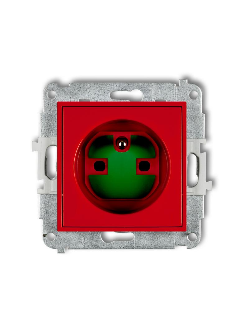 ICON Gniazdo pojedyncze z uziemieniem 2P+Z DATA z kluczem czerwony IGZK KARLIK