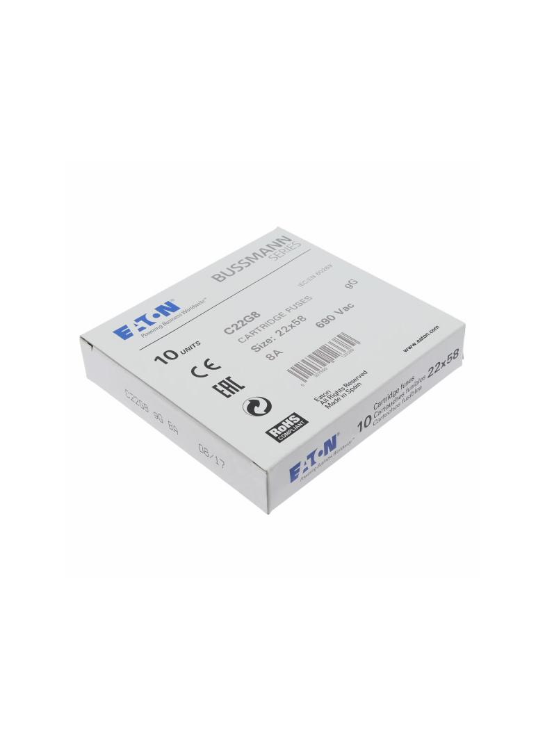 CYLINDRICAL FUSE 22 x 58 8A GG 690V AC Wkładka cylindryczna 22 x 58mm 8A GG 690V AC C22G8 EATON