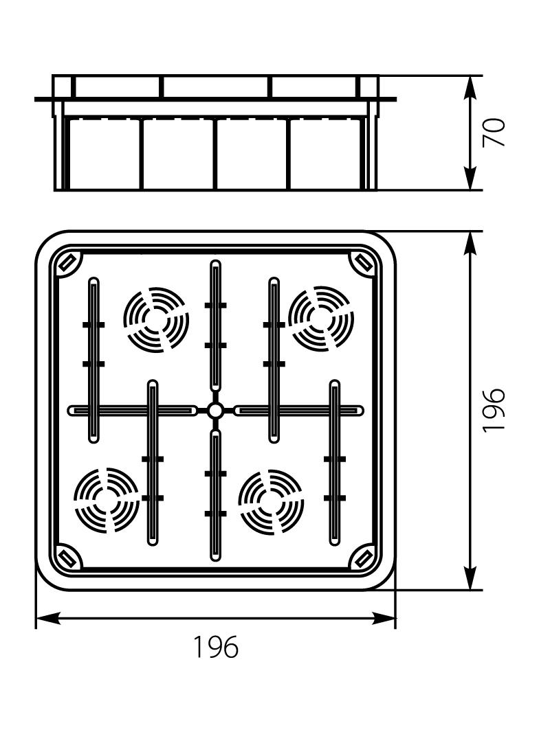 Puszka podtynkowa Pp/t-(196x196x70) 11.9 OPATÓWEK
