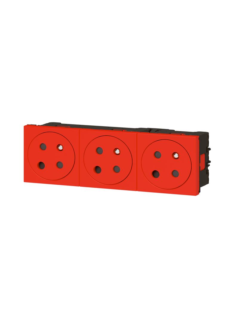 Mosaic Gn 3x2P+Z Z Blokadą Podłącz Przez Zaciski Automatyczne-6 Modułów Czerwone 16A-250V 077153L LEGRAND