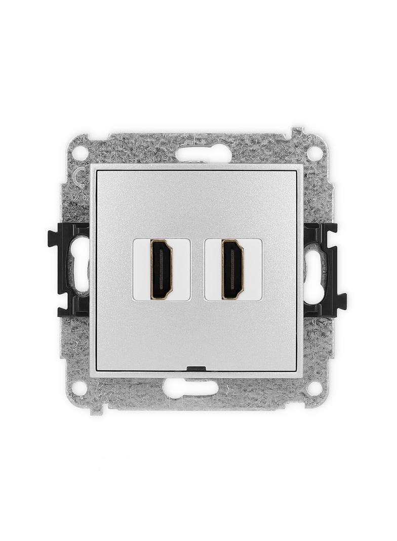 ICON Gniazdo podwójne HDMI 2.0, 4K, bez pola opisowego srebrny metalik 7IHDMIBO-4 KARLIK