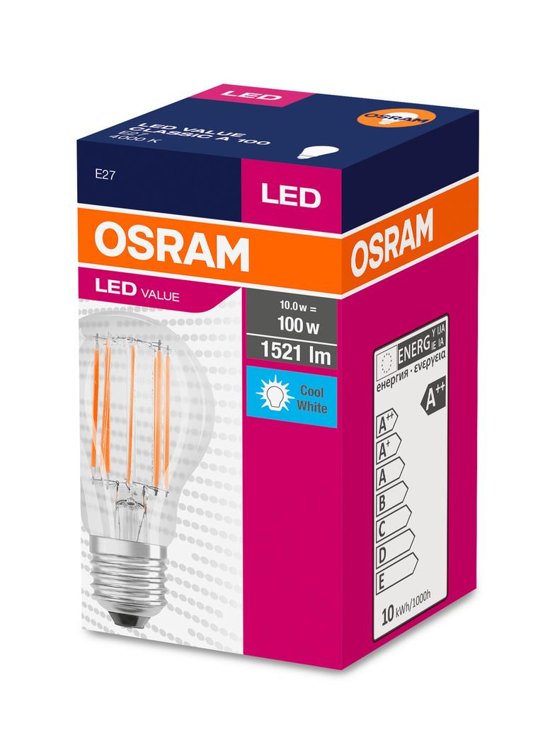 Lampa LED VALUE Classic A60 non-dim plastik 8,5W 865 E27