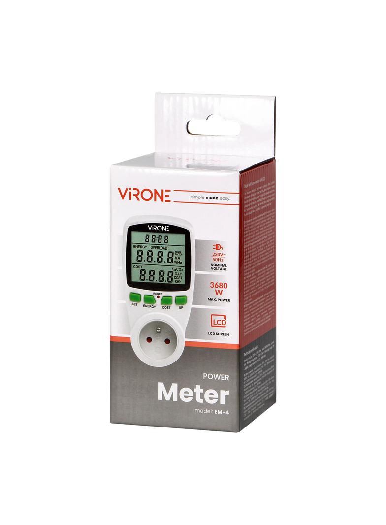 Jednotaryfowy watomierz kalkulator energii z wyświetlaczem LCD jedna taryfa wbudowany akumulator EM-