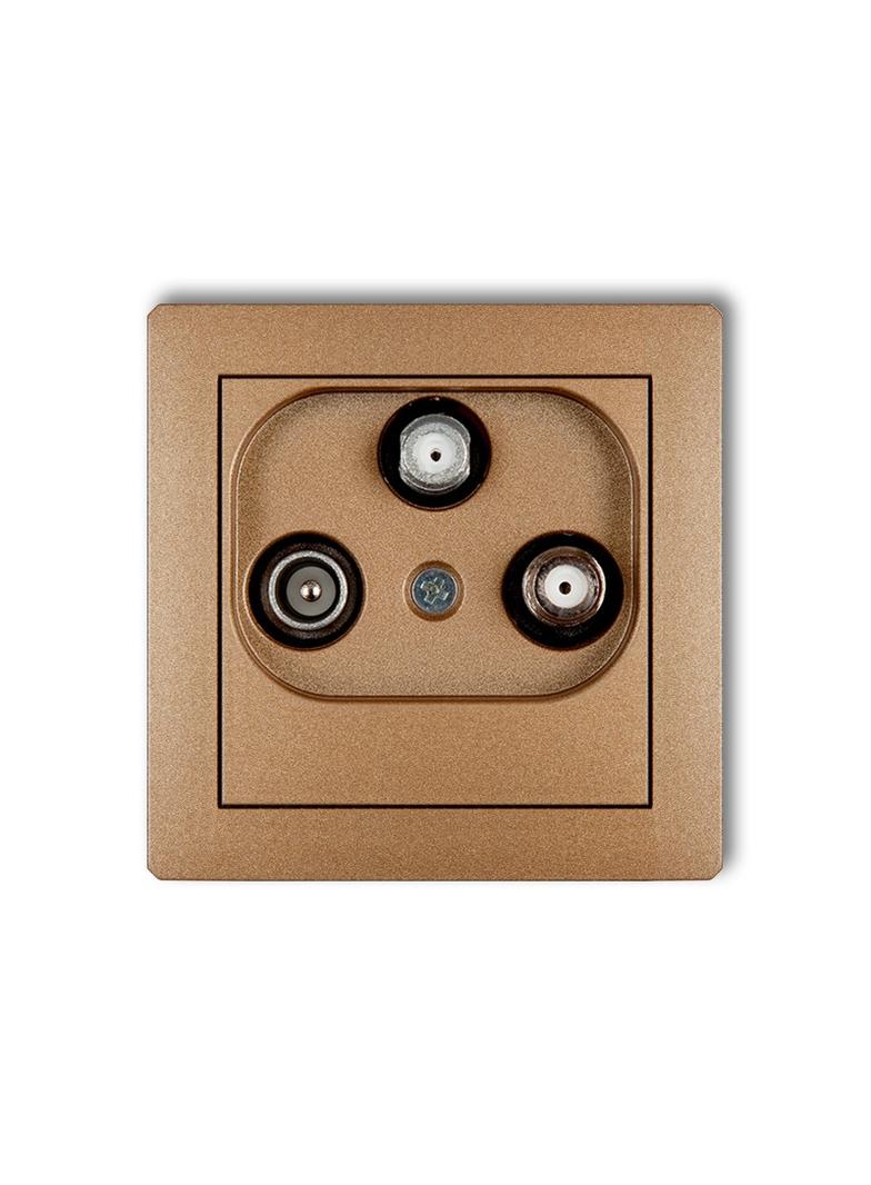 DECO Mechanizm gniazda abonenckiego RTV-SAT końcowego multimedialnego (Internet) złoty metalik