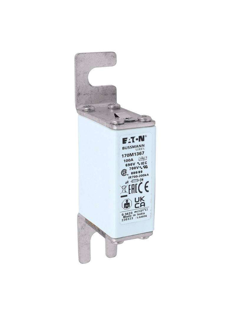 100A 690V IEC aR 000/80 SQ BODY IND FUSE Wkładka szybka 100A AC 690V DIN 000 21x40x100 mm, 170M1367