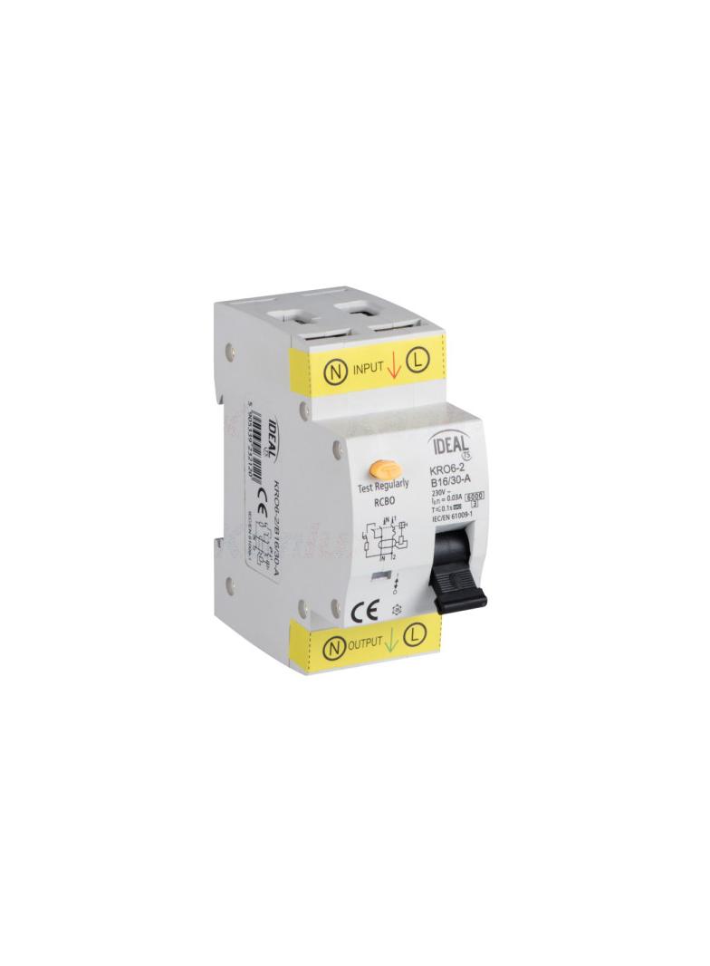 Wyłącznik różnicowo-prądowy z zabezpieczeniem nadmiarowo-prądowym KRO6-2/B16/30-A