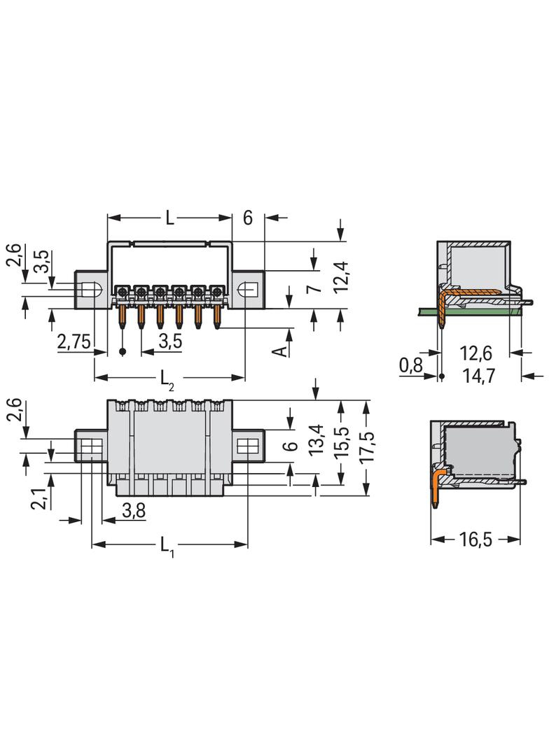 Wtyk picoMAX raster 3,5mm 4‑biegunowy z kątowymi pinami i uchwytami 2091‑1424/005‑000 /200szt./ WAGO