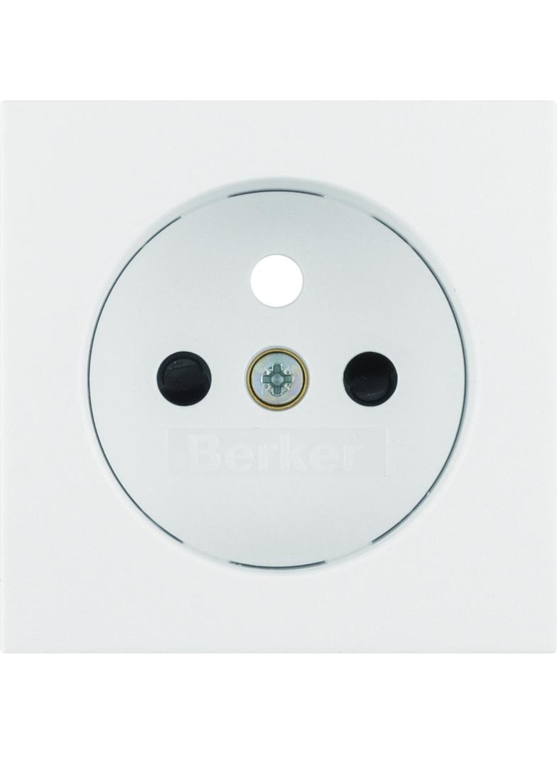 BERKER B.3/B.7 Płytka czołowa z przysłonami styków do gniazda z uziemieniem biały 3965761909 HAGER