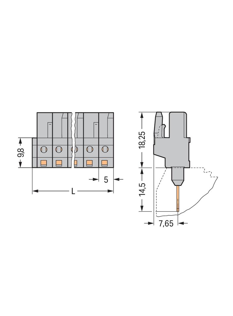 MCS-MIDI Classic gniazdo 20-bieg. szare raster 5 mm /10szt./ WAGO