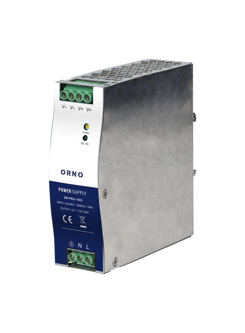 Zasilacz przemysłowy na szynę DIN 12VDC 10A 120W obudowa metalowa OR-PSU-1665 ORNO
