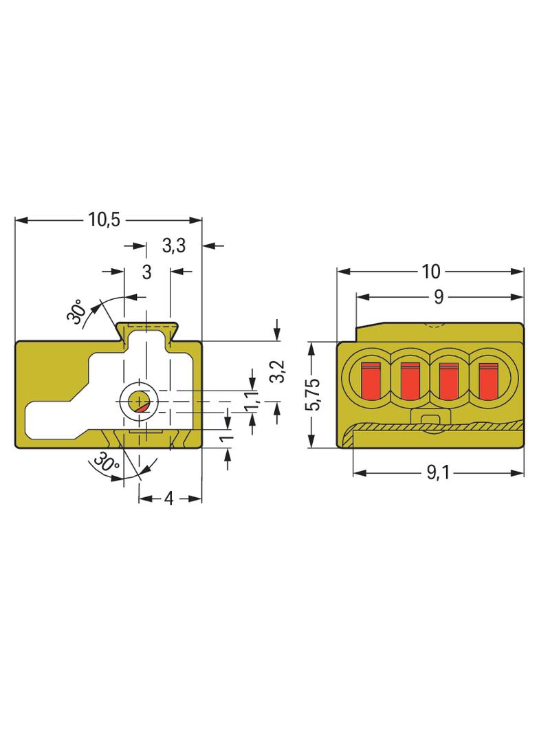 złączka kostkowa do pł. drukowanych pomarańczowa raster 5,75 mm