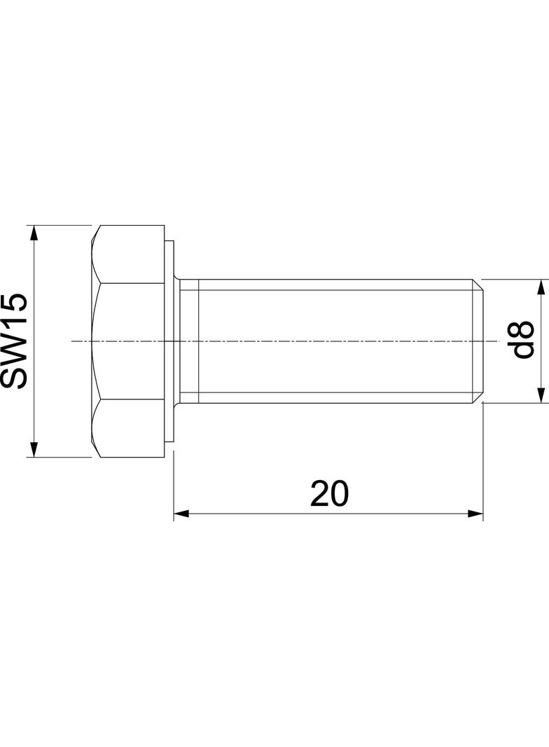DIN933 M8x20 V4A, Śruba z łbem sześciokątnym