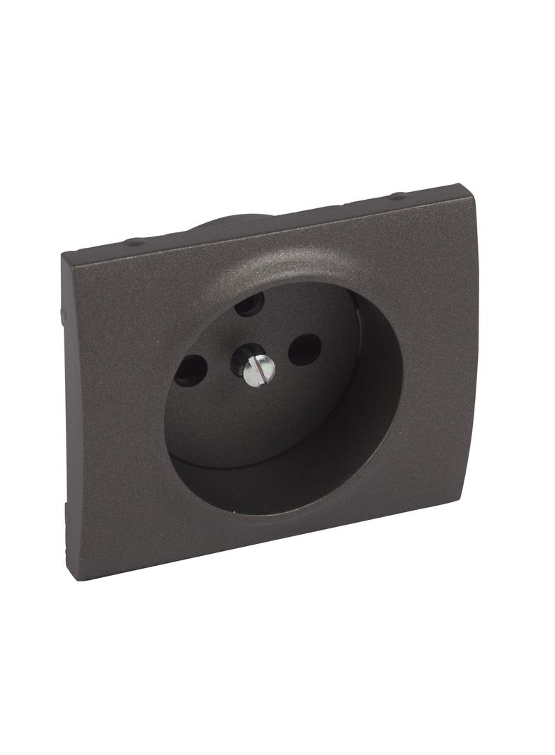 SISTENA LIFE PLAKIETKA CHOCO GNIAZDA POJEDYNCZEGO - 2P+Z Z PRZESŁONAMI STYKÓW, Legrand