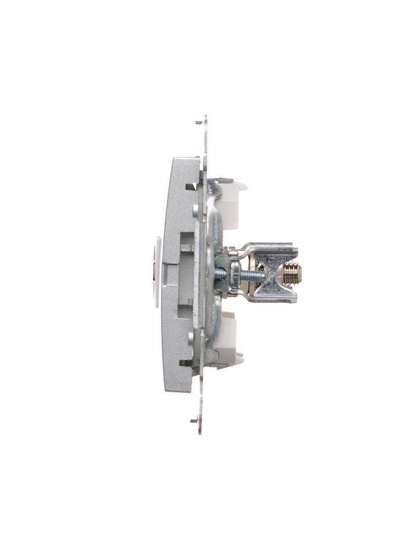 Simon 54 Gniazdo ekwipotencjalne podwójne srebrny mat