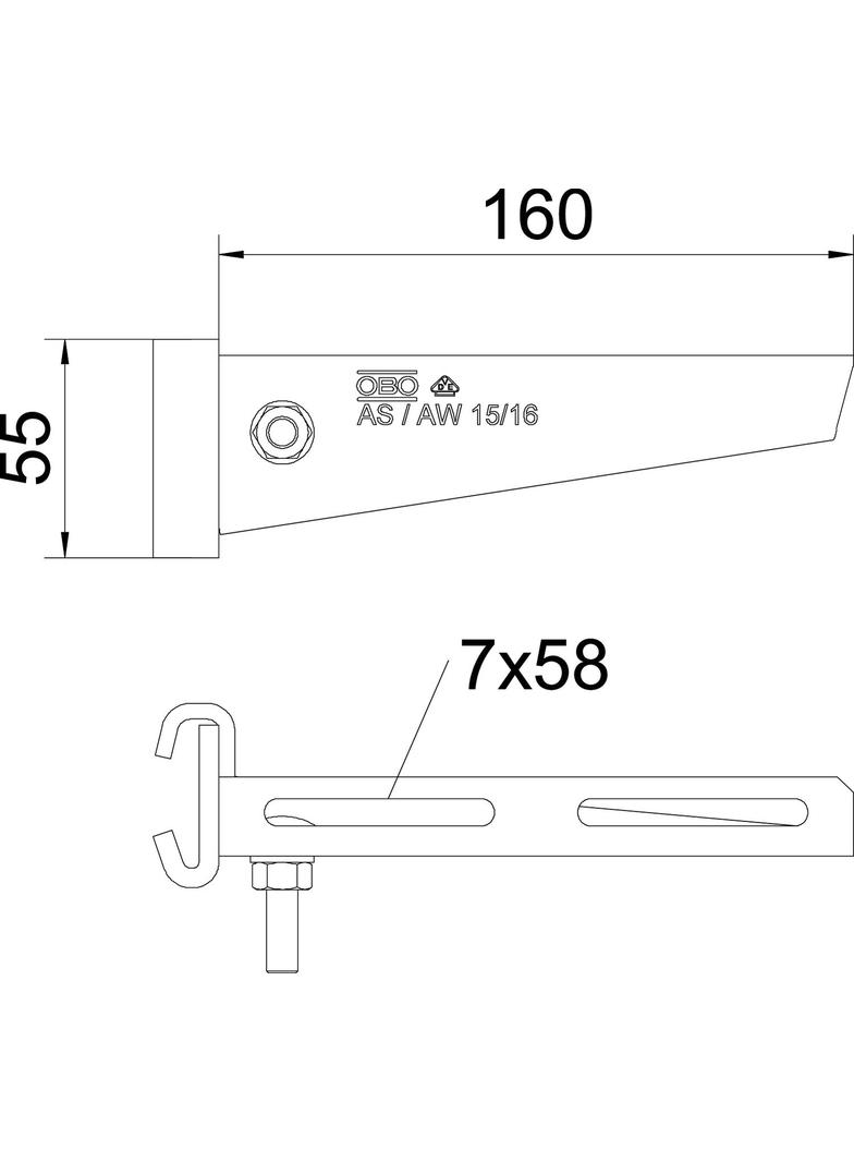AS 15/16, WSPORNIK WIESZAKOWY 160MM FT