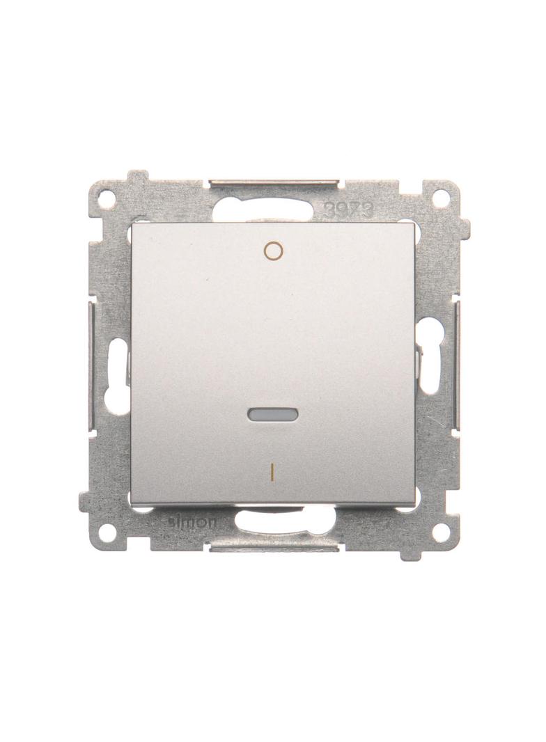 Simon 54 Łącznik dwubiegunowy z podświetleniem LED 10A szybkozłączka srebrny mat