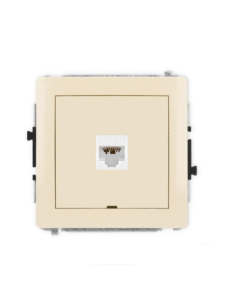 DECO Mechanizm gniazda komputerowego pojedynczego 1xRJ45, kat. 6A, 8-stykowy, bez pola opisowego beż