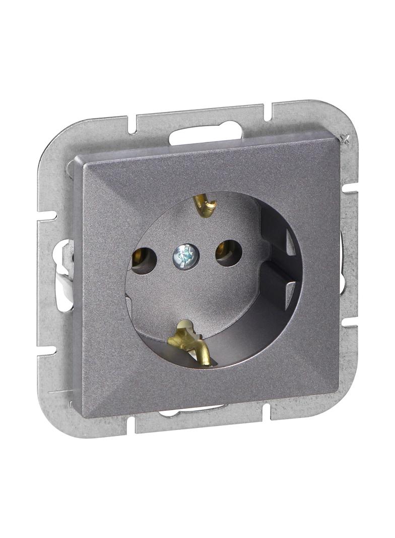 Gniazdo pojedyncze podtynkowe 2P+Z Schuko Pearl, 16A, 250V, PT-17P, antracyt OR-OE-7705(GS)/A ORNO