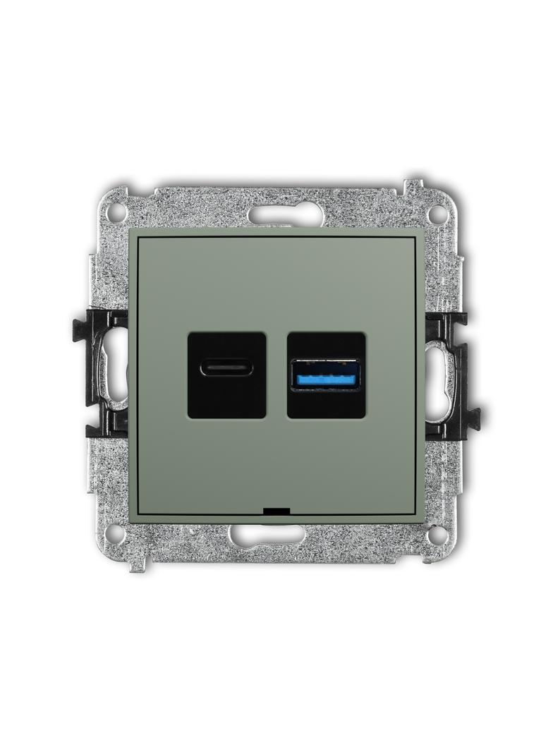 ICON Mechanizm ładowarki USB podwójnej USB C + USB A, 20W max., bez pola opisowego szałwiowy