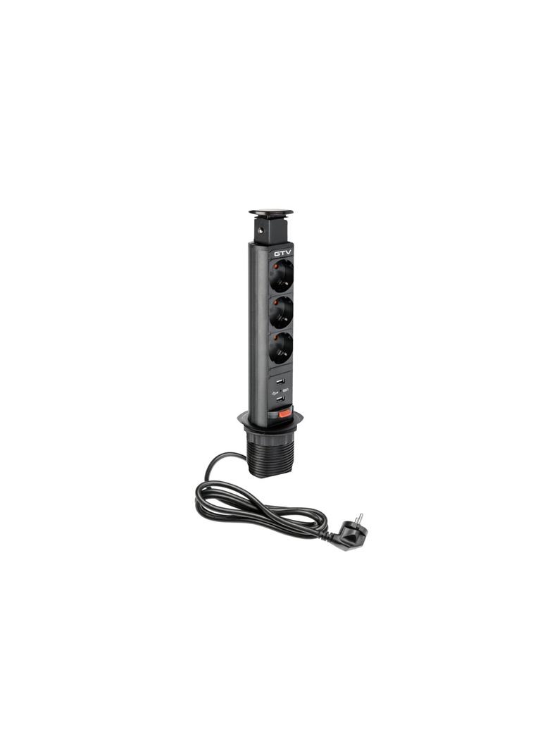 BIURKOWY PRZEDŁUŻACZ WPUSZCZANY 60MM, 3X SCHUCKO, 2XUSB 2,1A 5V (CZARNY)