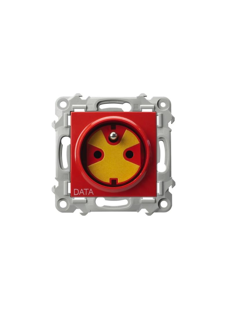 SZAFIR Gniazdo pojedyncze z uziemieniem DATA z kluczem uprawniającym - kolor biały