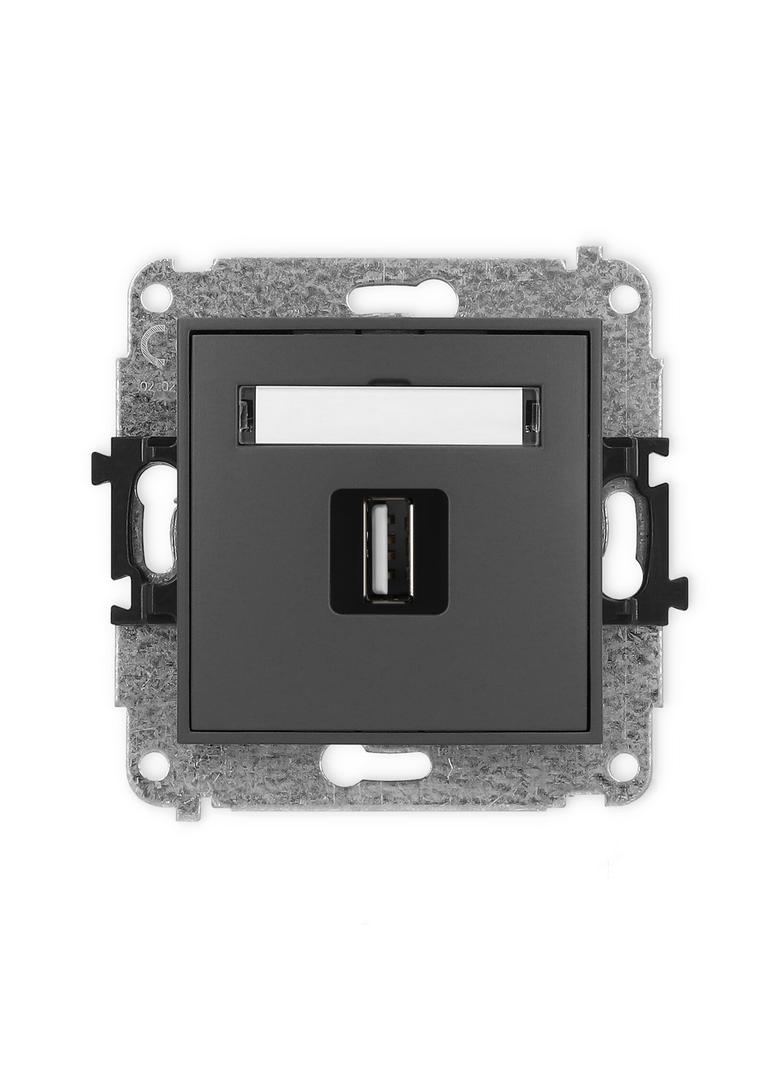 MINI Gniazdo pojedyncze USB A-A 2.0 grafitowy mat 28MGUSB-1 KARLIK