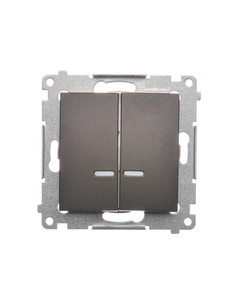 Simon 54 Łącznik świecznikowy z podświetleniem LED i do wersji IP44 16A 250V zaciski śrubowe brąz mat *Posiada wkładkę DU1W DW5ABL.01/46 KONTAKT