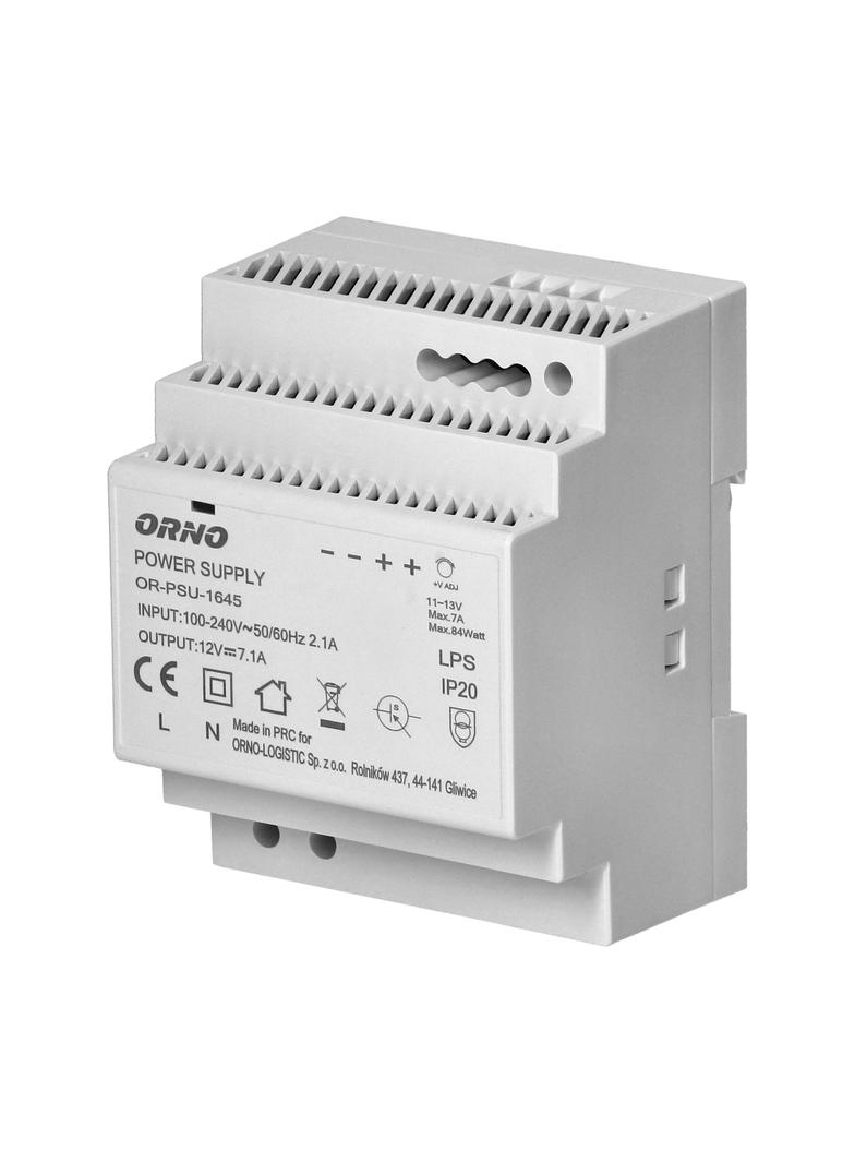 Zasilacz na szynę DIN 12VDC 7A 84W szerokość 4 moduły OR-PSU-1645 ORNO