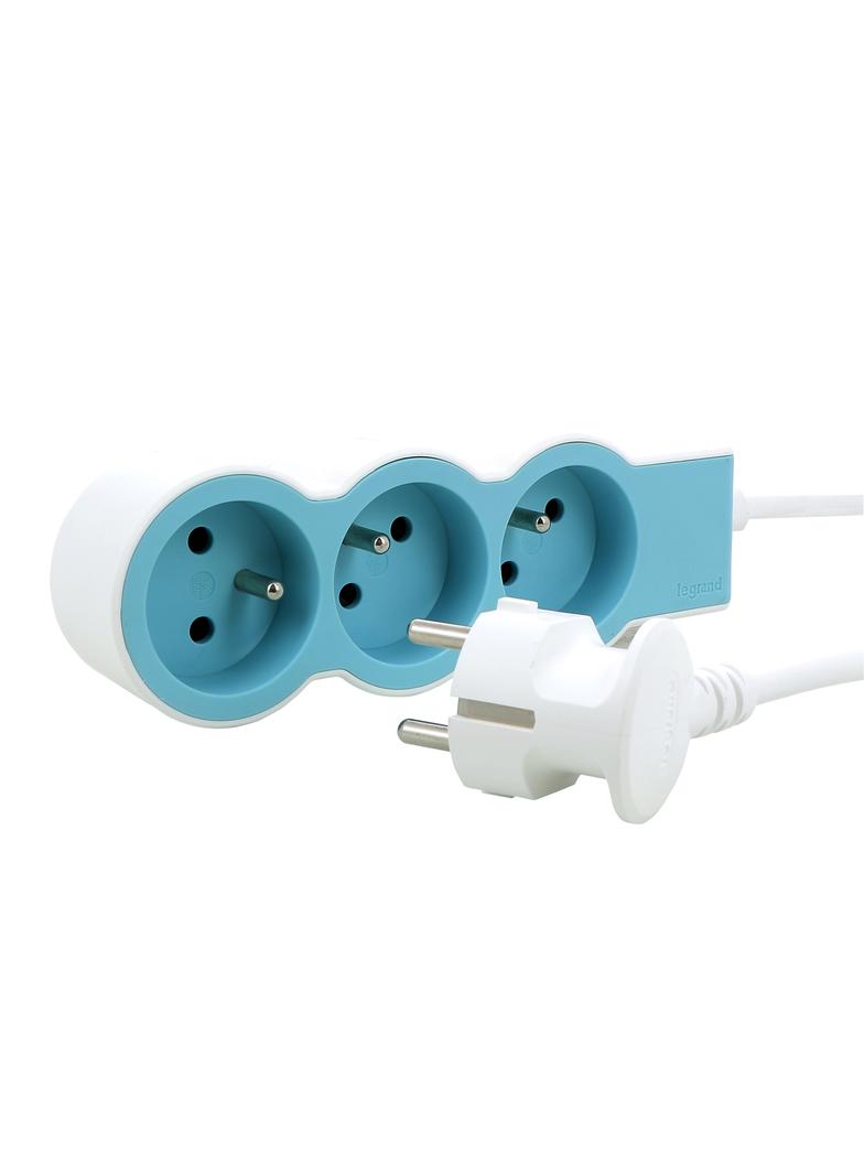 PRZEDŁUŻACZ STANDARD 3X2P+Z, Z PRZEWODEM 1.5 METRA 3X1.0 MM2 - BIAŁY/BŁĘKITNY, Legrand