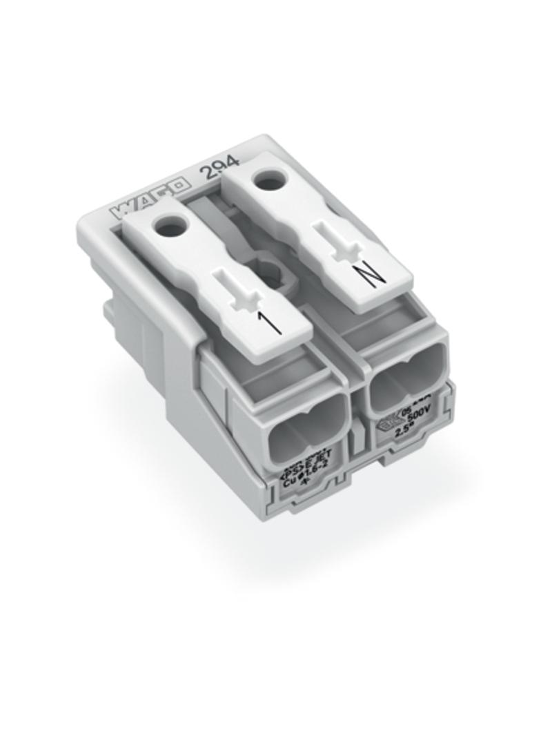 złączka zasilająca 2-biegunowa ze stopkami bez styku PE