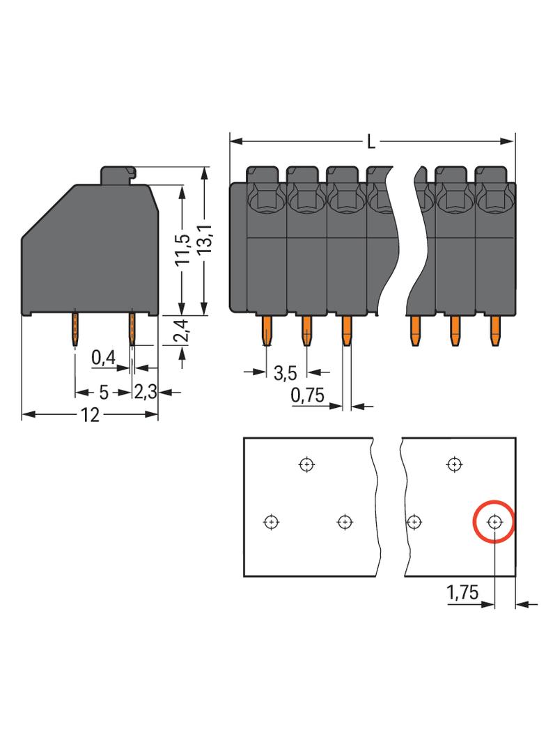 złączka THR do płytek drukowanych