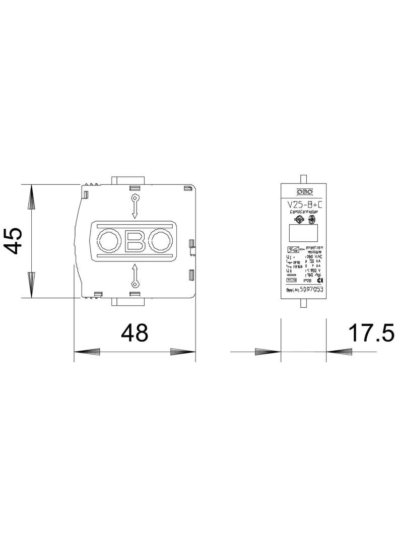 V 25-B+C/0-280, OGRANICZNIK PRZECIWP.V25-B+C/0