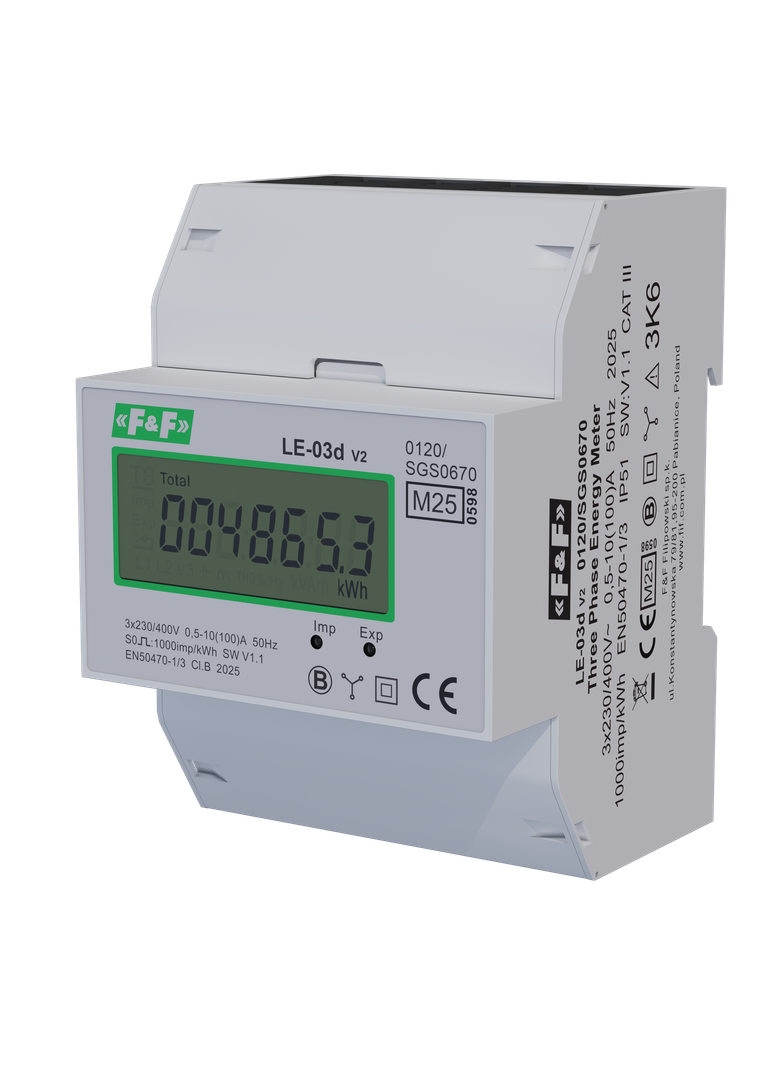 LICZNIK ENERGII ELEKTRYCZNEJ - TRÓJFAZOWY, WYŚWIETLACZ LCD, KL.1, 3X230,400V, 3X10(100A)