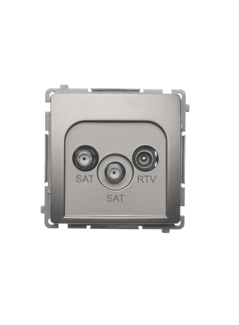 Simon Basic Gniazdo antenowe satelitarne podwójne końcowe SAT-SAT-RTV . 2xwejście: SAT: 5–2400 MHz RTV: 5–862 MHz satynowy BMZAR+SAT3.1-P2.01/29 KONTAKT