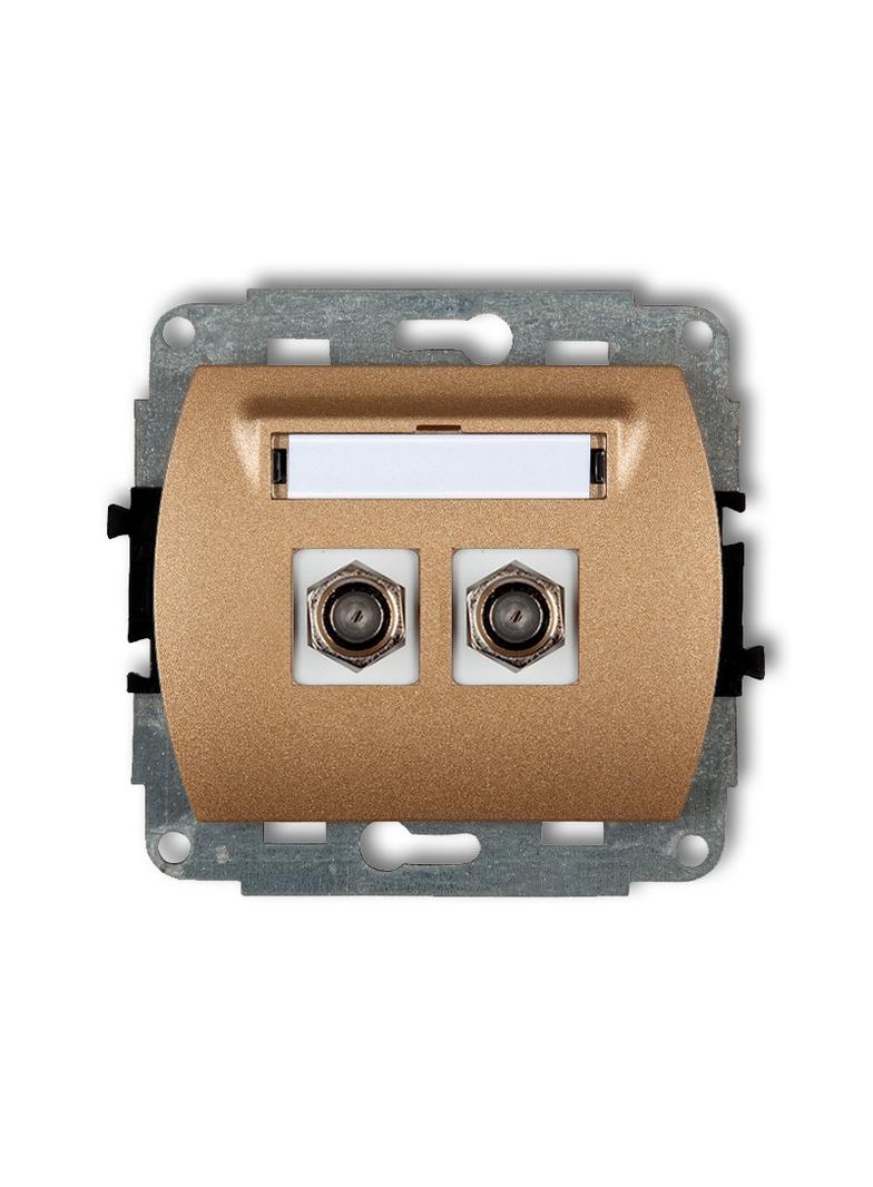 TREND Mechanizm gniazda antenowego podwójnego typu F (SAT) niklowany złoty metalik