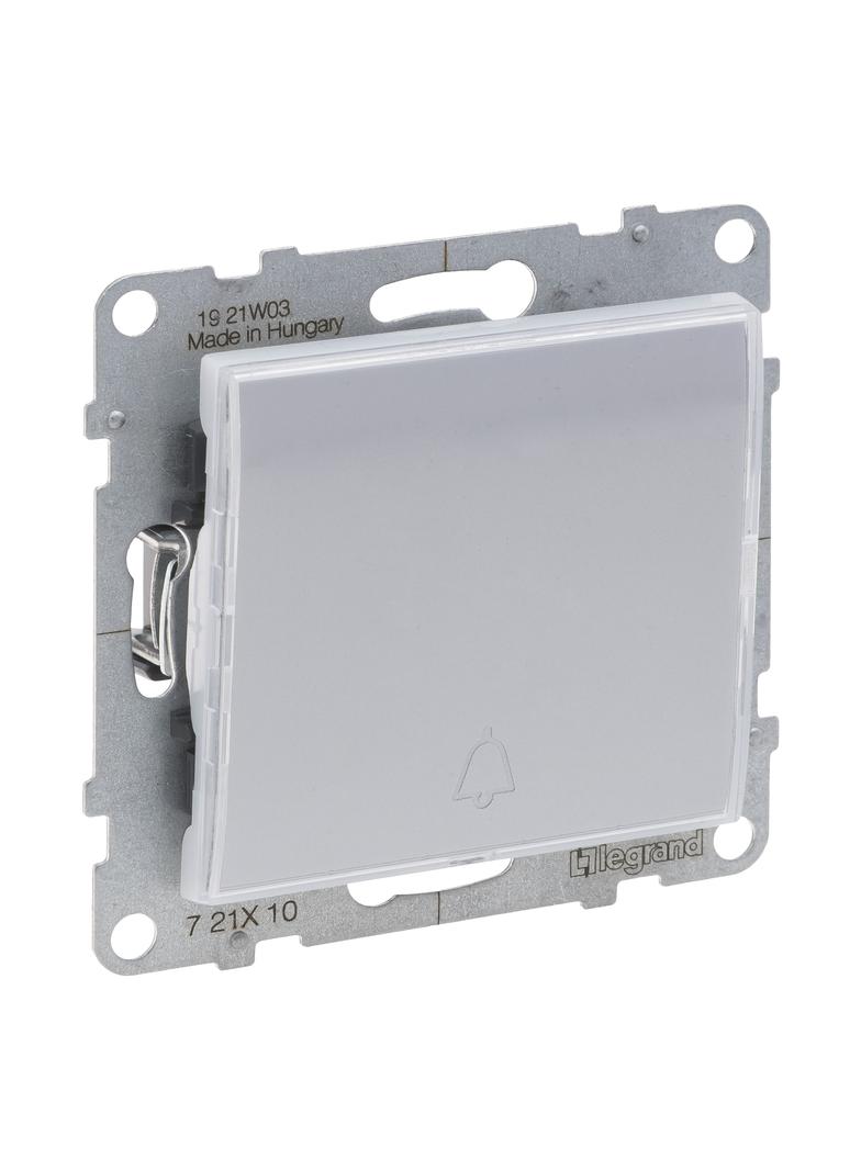 SUNO - Przycisk pojedynczy z podświetleniem - 6 A - 250 V~ - zaciski automatyczne, Aluminium, Legran