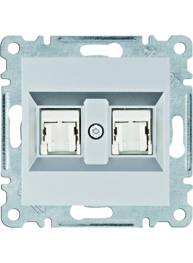 lumina Gniazdo komputerowe podwójne RJ45 kat.5e UTP srebrny WL2122 HAGER