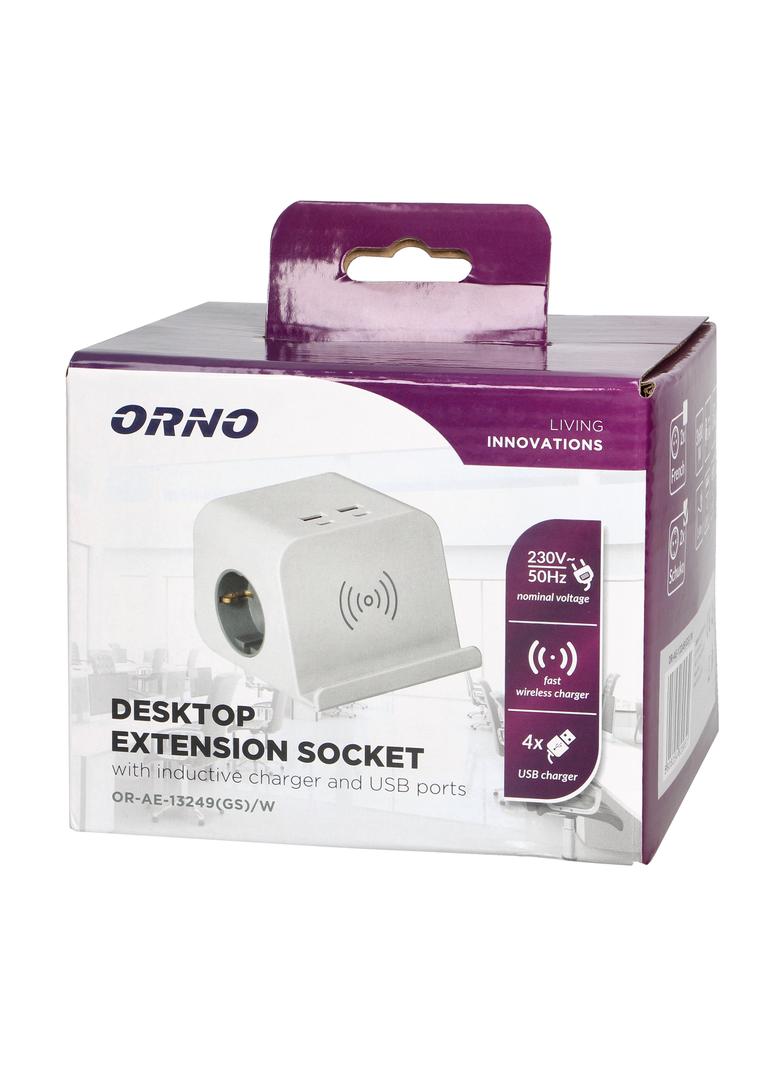 Listwa zasilająca nabiurkowa ładowarką USB śrubowym zaciskiem mocującym i przewodem 1,5m ( OR-AE-132