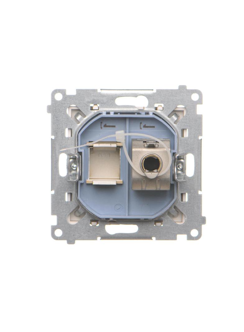 Simon 55 Gniazdo komputerowe pojedyncze RJ45 kategoria 6 ekranowane z przesłoną przeciwkurzową Szamp