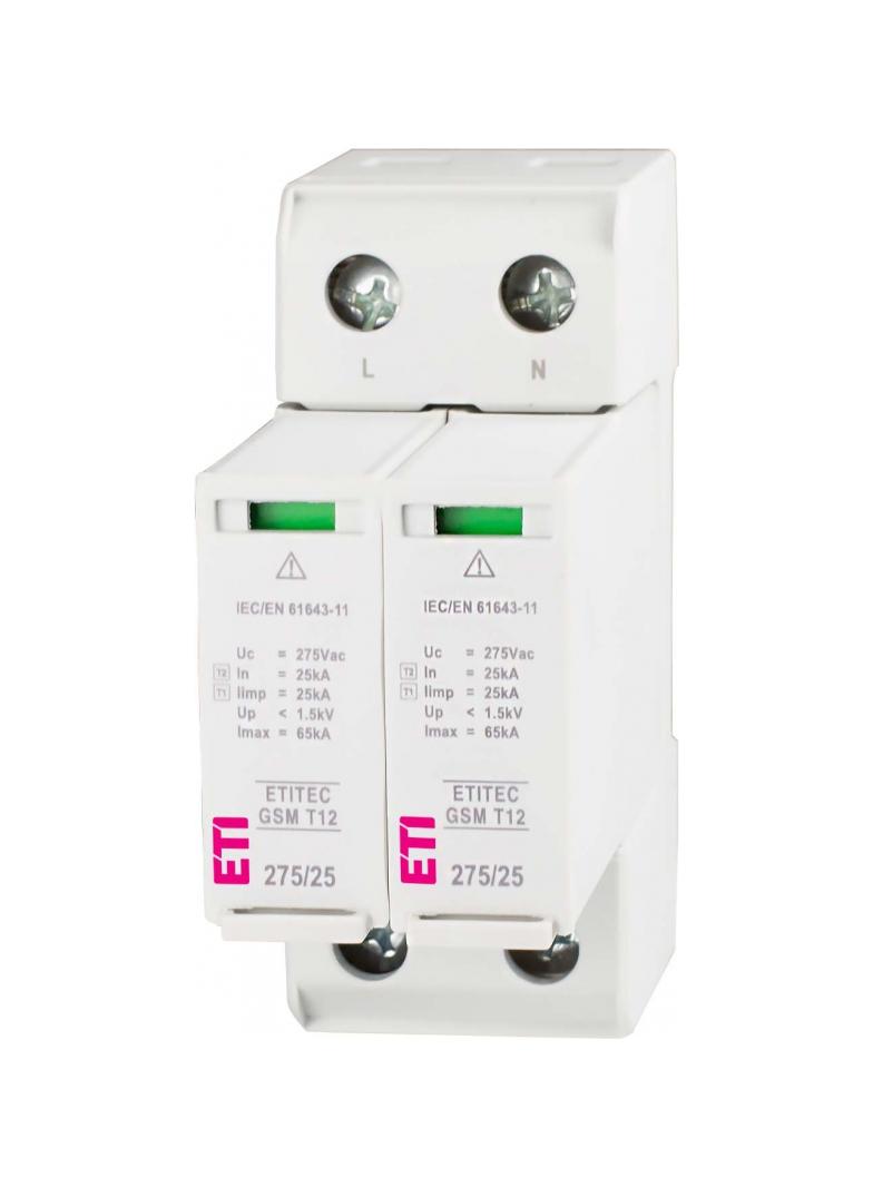 Ogranicznik przepięć T1+T2 (B+C) - iskiernik TEC GSM T12 275/25 1+1 RC 002440603 ETI
