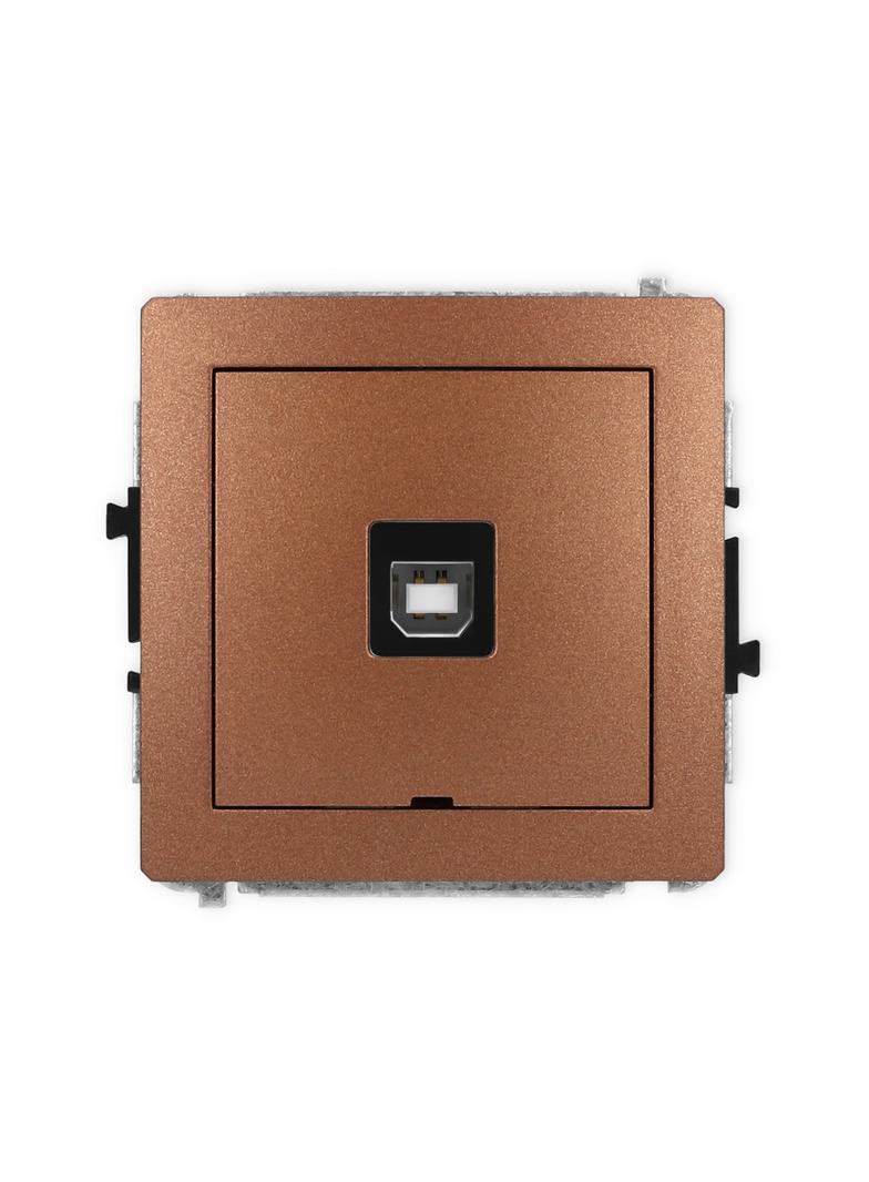 DECO Mechanizm gniazda pojedynczego USB A-B 2.0, bez pola opisowego brązowy metalik