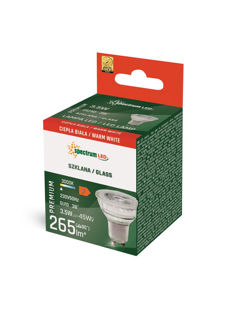 LED GU10 230V 3,5W SMD 38st WW z soczewką szklana  SPECTRUM